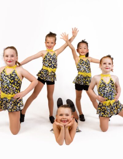 Akimbo Dance Studios young girls in geometric print